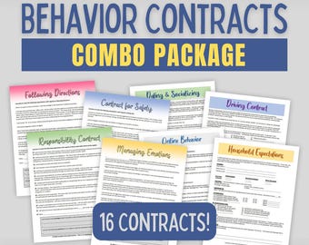 Child & Teen Behavior Contract Package | Behavior Agreement | 16 Printable Contracts!
