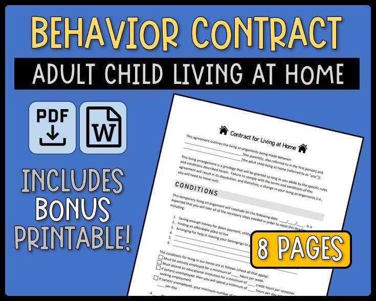 Contract for an Adult Child Living at Home Etsy