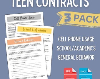 Teen Behavior Contracts: General Behavior, School, Cell Phone