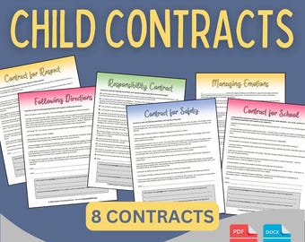 8 Prewritten Behavior Contracts for Child or Teen | Respect, Responsibilities, School, Managing Emotions, Following Directions, and more!
