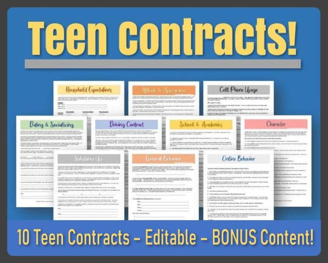 teen-behavior-contracts-contracts-for-teens-etsy