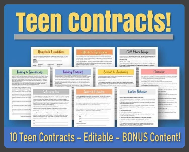 Teen Behavior Contracts Contracts for Teens - Etsy