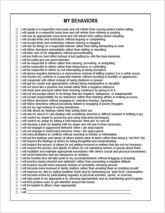 Behavior Program Parenting - Teen Behavior Program W/ Chart - Etsy