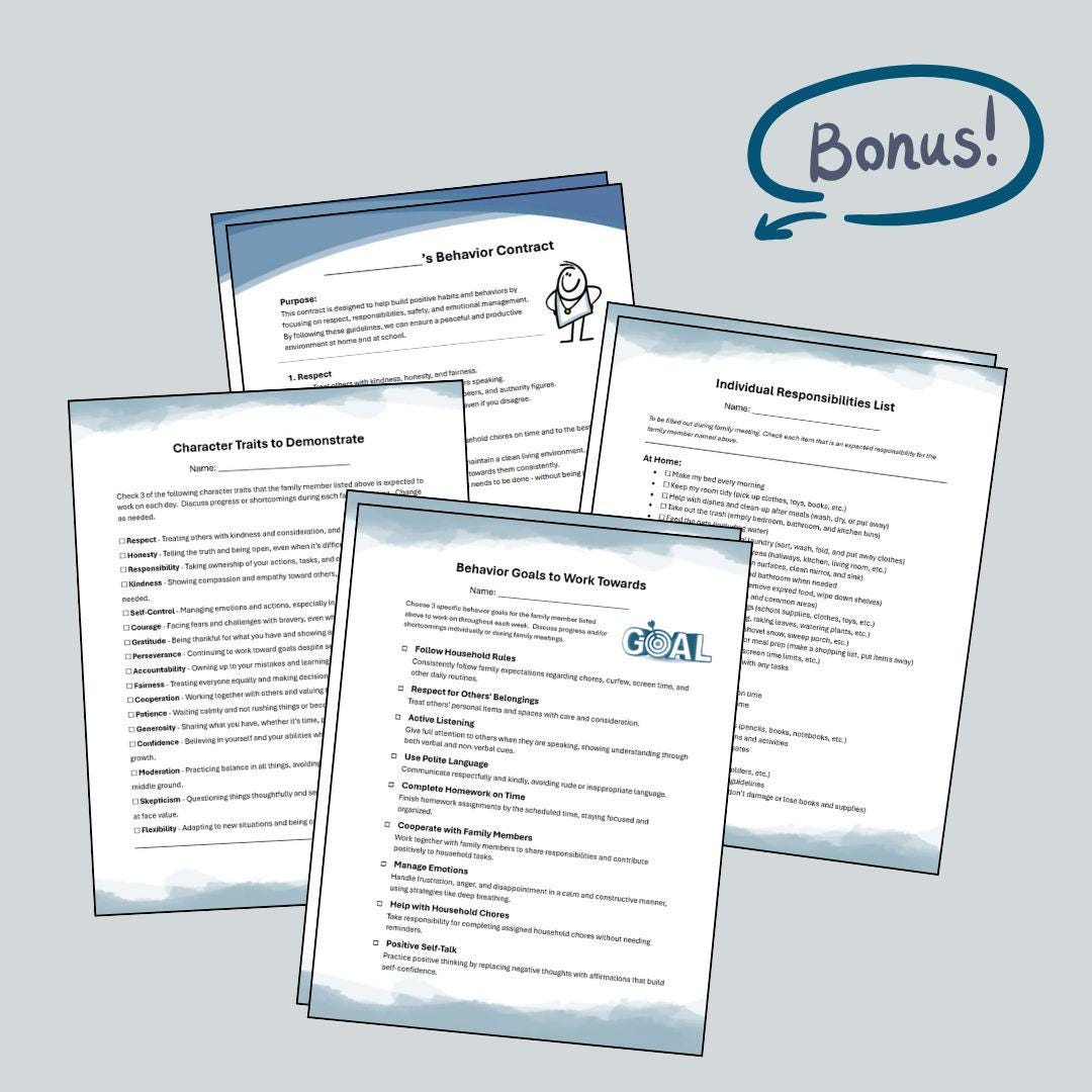 Family Meeting Bundle | Parenting Rules and Expectations | Discussion ...