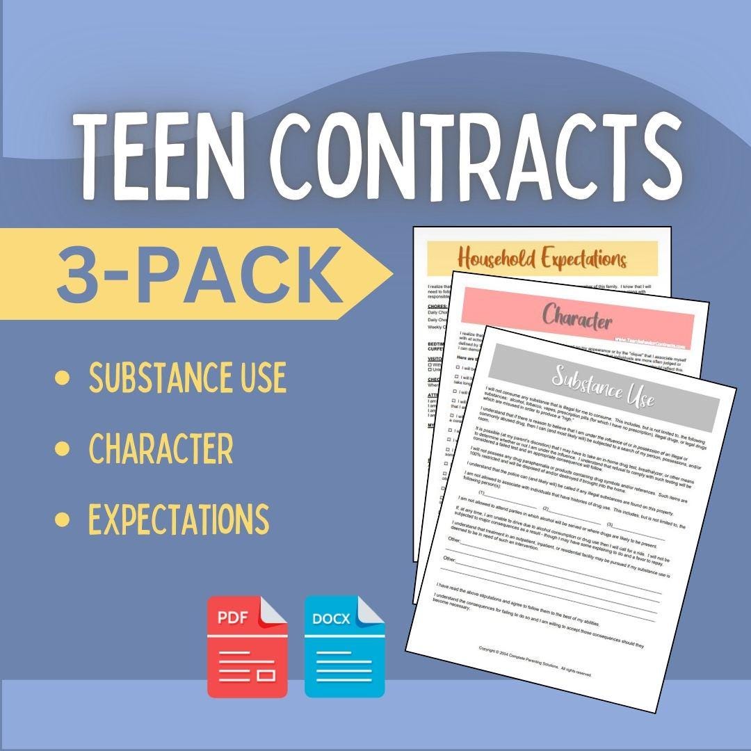 Teen Behavior Contracts: Household Expectations, Character, Substance Use