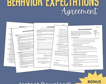 Behavior Expectations Agreement for Child or Teen | Behavior Contract | Parent-Child Agreement | Behavior Management Tool
