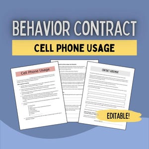 Cell Phone Contract for Teens and Tweens | Behavior Contract for Teen | Cell Phone Agreement for Teenager