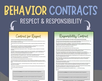 Behavior Contract for Child or Teen | Responsibility & Respect Contracts | Expectations Agreement