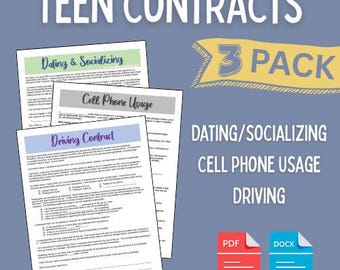 Teen Behavior Contracts - 3 Pack!  Dating, Cell Phone, & Driving | Parenting Agreement