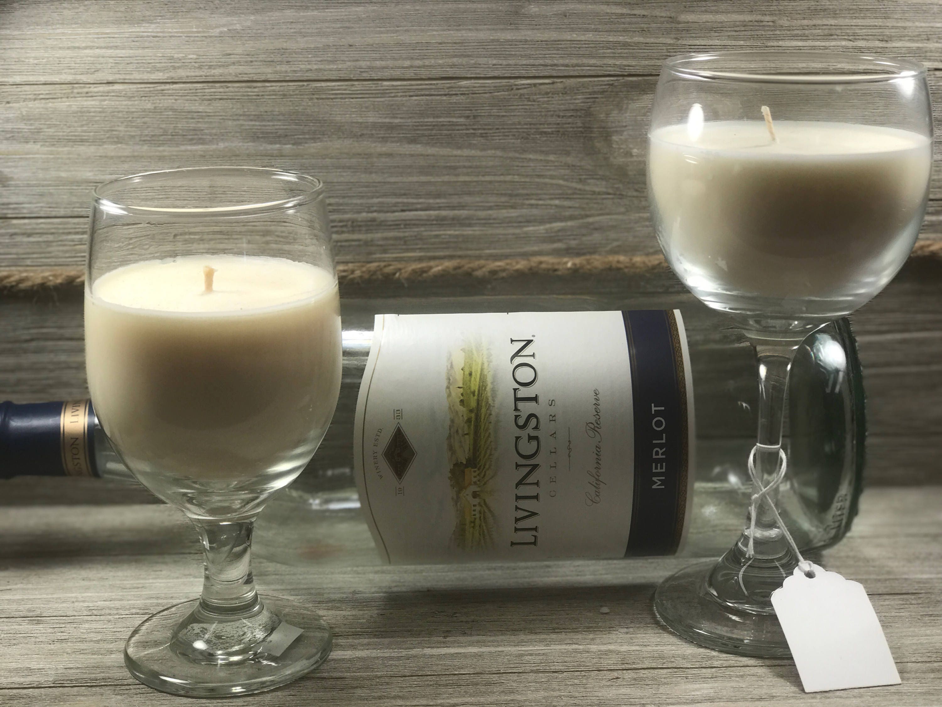 Wine Glass Candles Homemade Soy Candle Wine Lovers Etsy