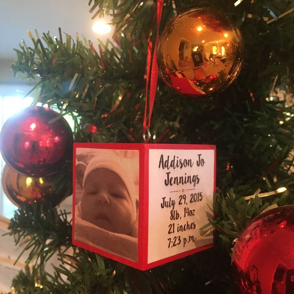 Custom wood block photo ornament