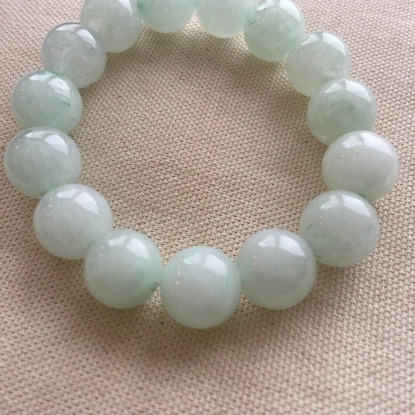 Special sale 50%off. Grade A Natural jadeide jade untreated or undyed icy light green and transparent 12 mm