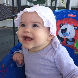 Two Baby Bonnets; Eyelet Baby Bonnets; Set of 2 Baby Bonnets; Baby Sun Hat; Baby Sun Bonnet; Christening Bonnet; Baptism; Baby Shower Gift