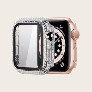 Worryfree Gadgets Bling Bumper Case for Apple Watch 40mm Series 6 5 4 SE with inbuilt Tempered Glass Screen Protector - Transparent