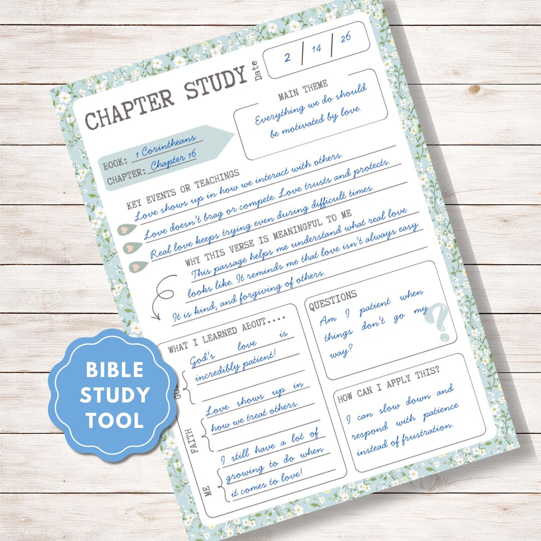 Bible Study Printable - Bible Study Guide, Chapter Study, Scripture ...