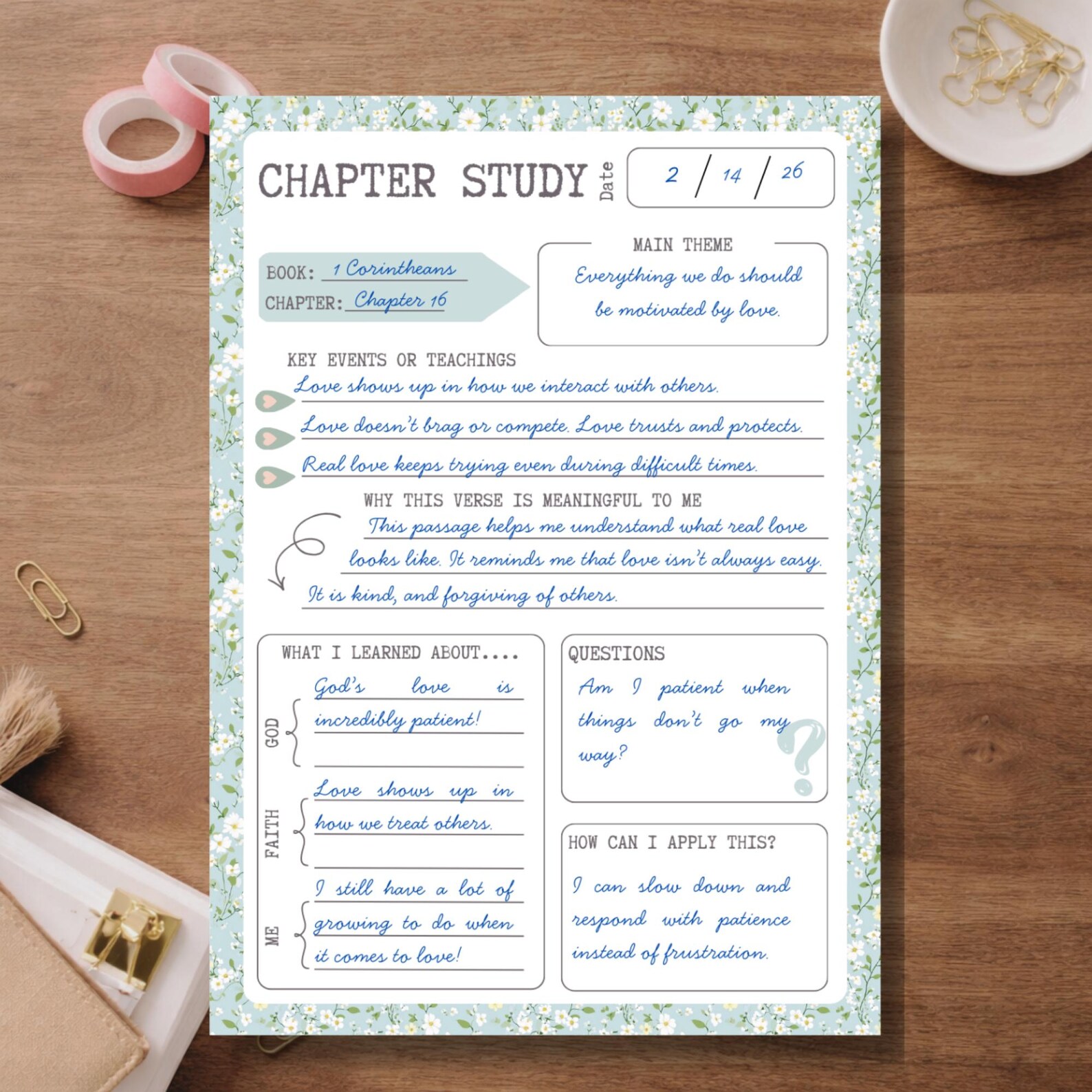 Bible Study Printable - Chapter Study Guide, Scripture Study Worksheet ...