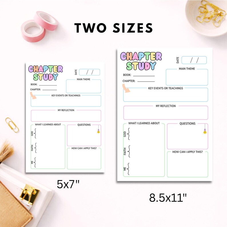 Bible Study Printable - Pastel Chapter Study Guide, Scripture Study ...