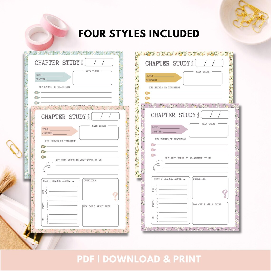 Bible Study Printable - Chapter Study Guide, Scripture Study Worksheet ...
