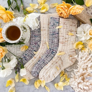 Knitting Pattern: Onshore Breeze Socks / Textured Socks Knitting Pattern, Lacy Knit Socks, Instant download