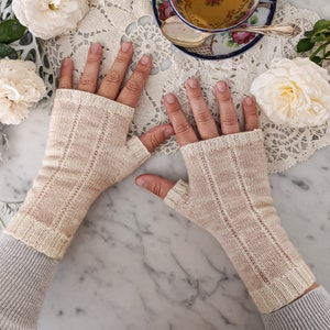 Knitting Pattern: Serenity Mitts / Fingerless Mitts Knitting Pattern/ Textured Fingerless mitts Pattern / Digital Knitting Pattern