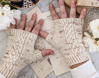 Knitting Pattern: Prograde Orbit Mitts / Fingerless Mitts Knitting Pattern/ Textured Fingerless mitts Pattern / Digital Knitting Pattern