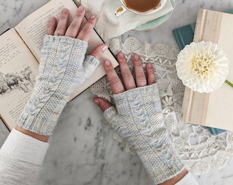 Knitting Pattern: Madeleine Mitts / Fingerless Mitts Knitting Pattern/ Textured Fingerless mitts Pattern / Digital Knitting Pattern