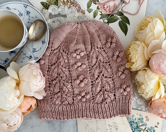 Pattern: Laurel Hat / knit hat, lace and bobbles hat, knitting pattern with chart and written instructions