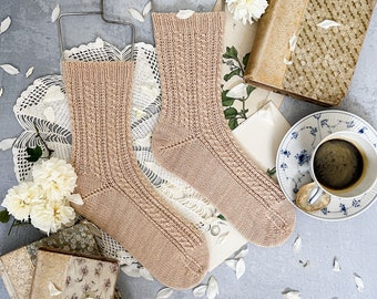 Knitting Pattern: Seaward Flow Socks / Textured Socks Knitting Pattern, Cabled Knit Socks, Instant download