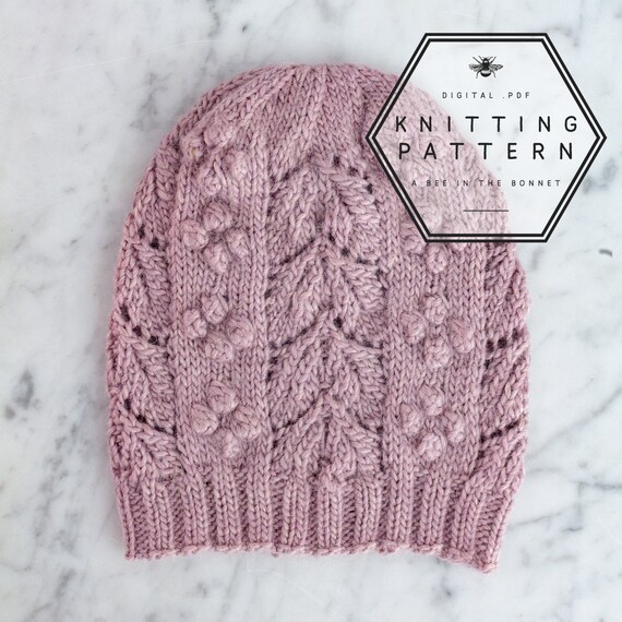 Pattern Laurel Hat Knit Hat Lace And Bobbles Hat Knitting Pattern With Chart And Written Instructions