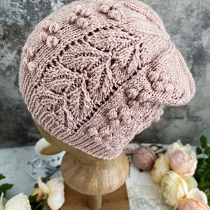 Pattern: Laurel Hat / knit hat, lace and bobbles hat, knitting pattern with chart and written instructions image 5