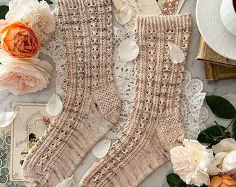 Knitting Pattern: Marriage of Convenience Socks / Lacy knit socks, lace knitting pattern for sock, PDF download for knitting