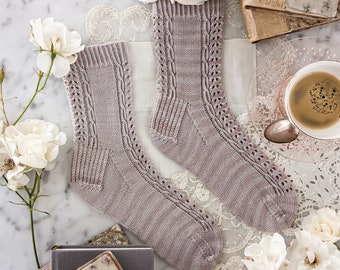 Knitting Pattern: Lucida Socks / Textured Socks Knitting Pattern, Lacy Knit Socks, Instant download