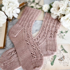 Knitting Pattern: Baluster Socks / Lacy knit socks, lace knitting pattern for sock, PDF download for knitting image 3