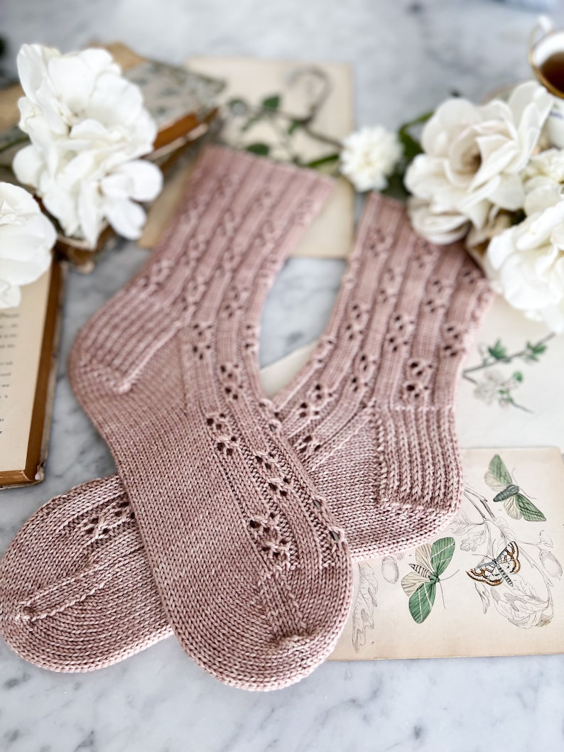 Knitting Pattern: Baluster Socks / Lacy knit socks, lace knitting pattern for sock, PDF download for knitting image 3