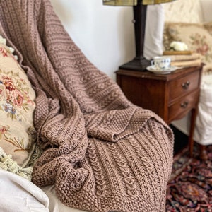 Knitting Pattern: Catalina Eddy Blanket / Knit Blanket Pattern / Faux Cable Knit Blanket / Digital Pattern