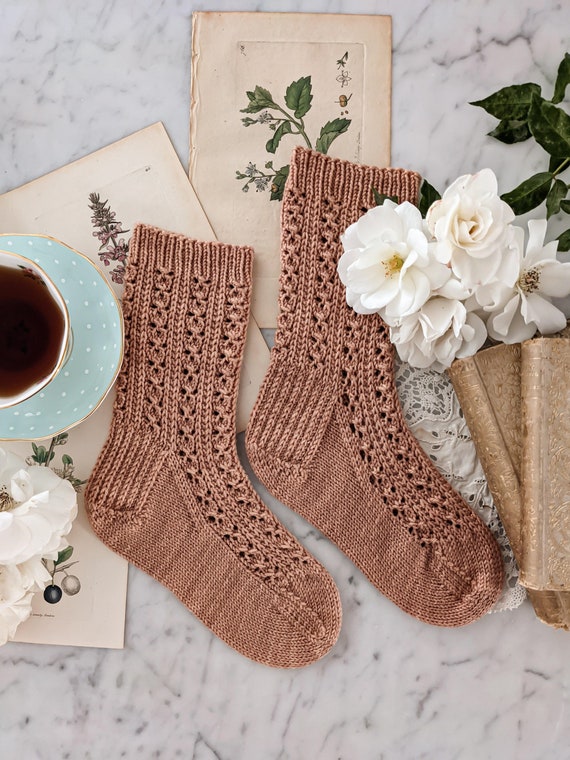 Knitting Pattern: Bricolage Socks / Textured Socks Knitting Pattern, Lacy Knit Socks, Instant download
