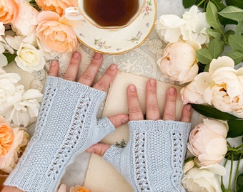 Knitting Pattern: Arroyo Verde Mitts / Fingerless Mitts Knitting Pattern/ Textured Fingerless mitts Pattern / Digital Knitting Pattern