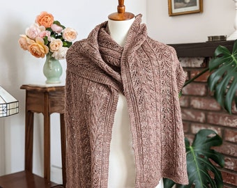 Knitting Pattern: Overbrimming Wrap / Digital knitting pattern, rectangular wrap, rectangle shawl, knit lace scarf