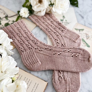 Knitting Pattern: Baluster Socks / Lacy knit socks, lace knitting pattern for sock, PDF download for knitting image 5