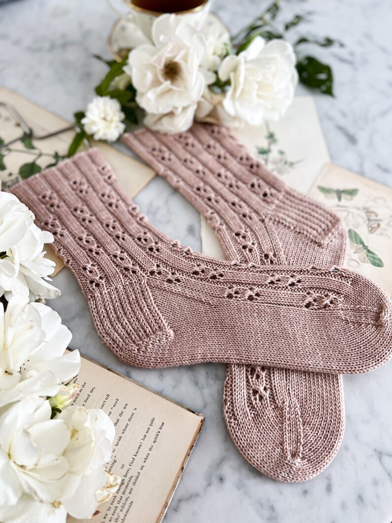 Knitting Pattern: Baluster Socks / Lacy knit socks, lace knitting pattern for sock, PDF download for knitting image 5