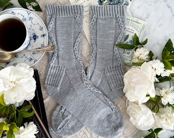 Knitting Pattern: Deimatic Socks / Sock Knitting Pattern/ Cabled Sock Pattern / Digital Knitting Pattern