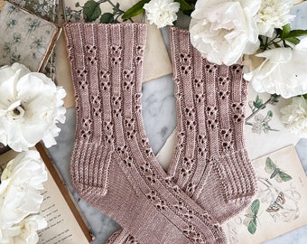 Knitting Pattern: Baluster Socks / Lacy knit socks, lace knitting pattern for sock, PDF download for knitting