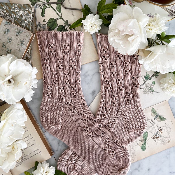 Knitting Pattern: Baluster Socks / Lacy knit socks, lace knitting pattern for sock, PDF download for knitting