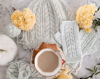 Three Knitting Patterns: the Good Things Collection / Instant download pattern for fingerless mitts, knit hat, and lace cowl