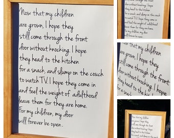 Now that my children are grown | One day when | Hope | Door will be open | Forever | Mothers Day | gift | Farmhouse |