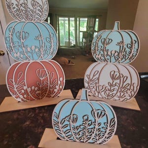 Stacked Floral Pumpkin Decor/ 3D / Rustic / Shabby Chic / Fall / Autumn / Mantle / Shelf Sitter / Thanksgiving / Stand / Home Decor