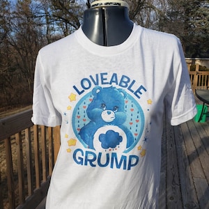 Care Bears | Loveable Grump| Tenderheart | Funshine | Grumpy | Cheer| Good Luck| Share | Laugh a lot | Birthday | Friend  Retro look T-shirt