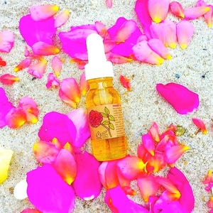 Beach Rose Skin Repair Serum . glowy botanical beauty face oil, rosehip, helichrysum