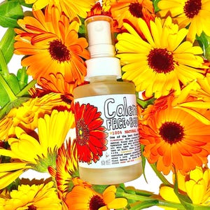 Bruma facial y corporal de caléndula. Tónico refrescante ultranatural, supersencillo y desmaquillante suave.