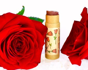 Red Rose Lipstick . natural zero waste romantic nature makeup